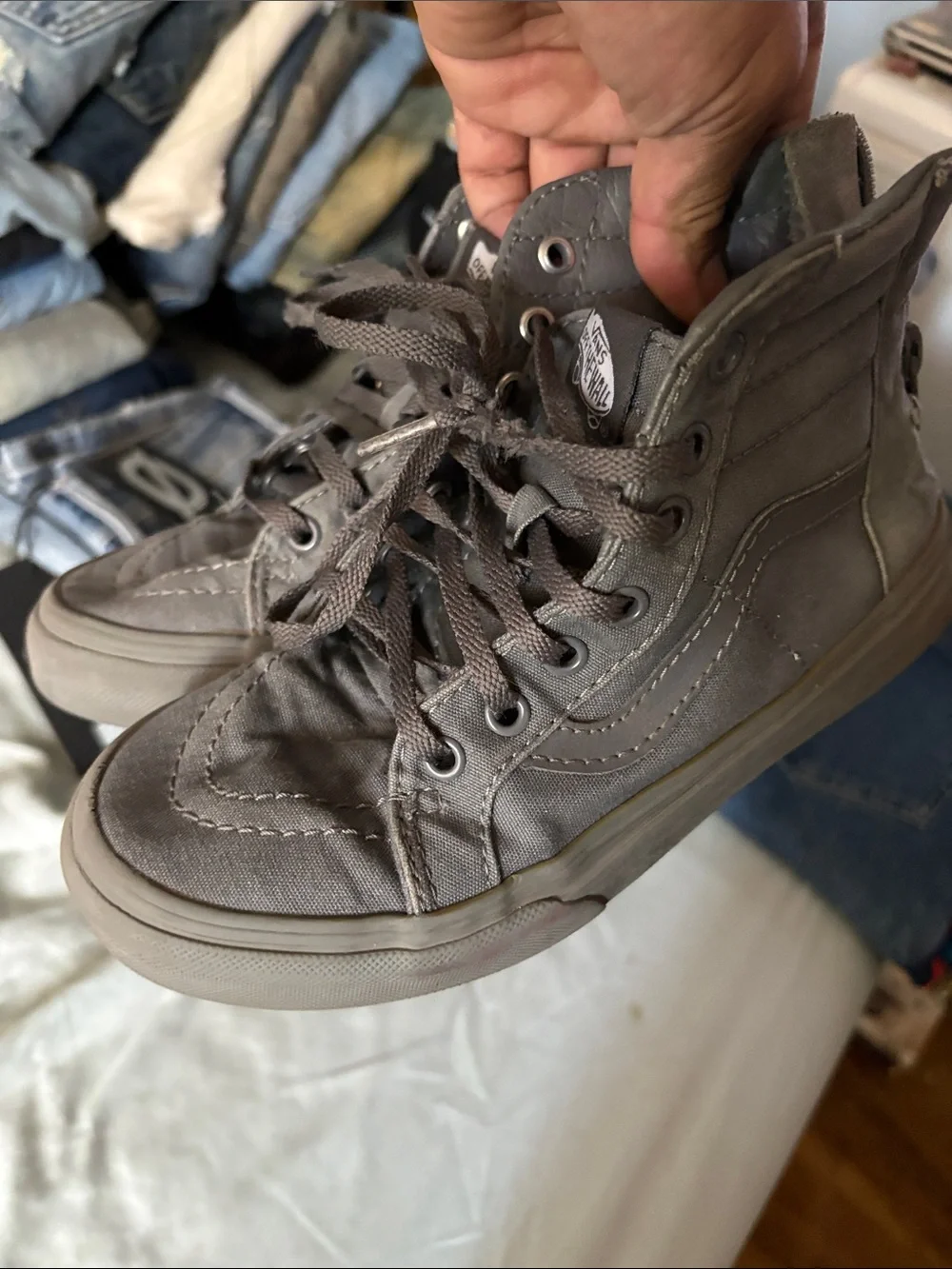 Vans High-Top Canvas Sneakers in Gray